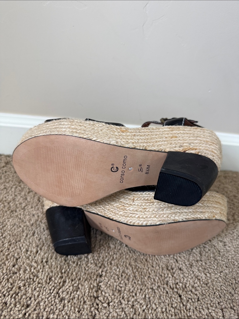 Corso Como | Black Women's Espadrille Wedge Sandals with Ankle Strap | Size 8.5 - Picture 4 of 4